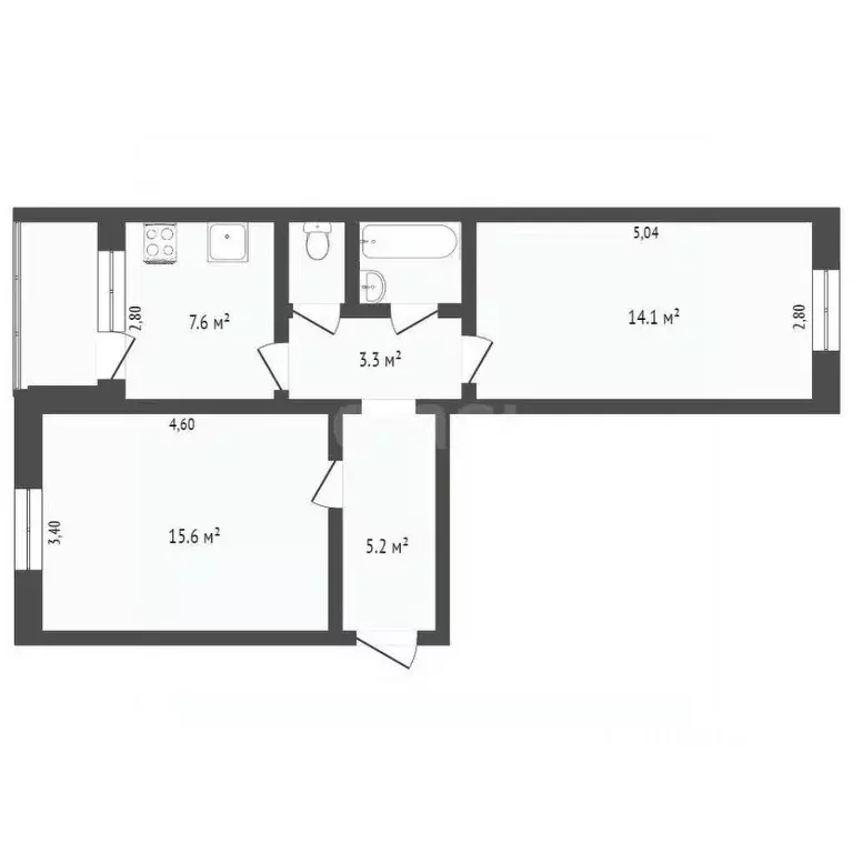 2-к кв. Вологодская область, Вологда Вологодская ул., 10Б (35.0 м) - Фото 1