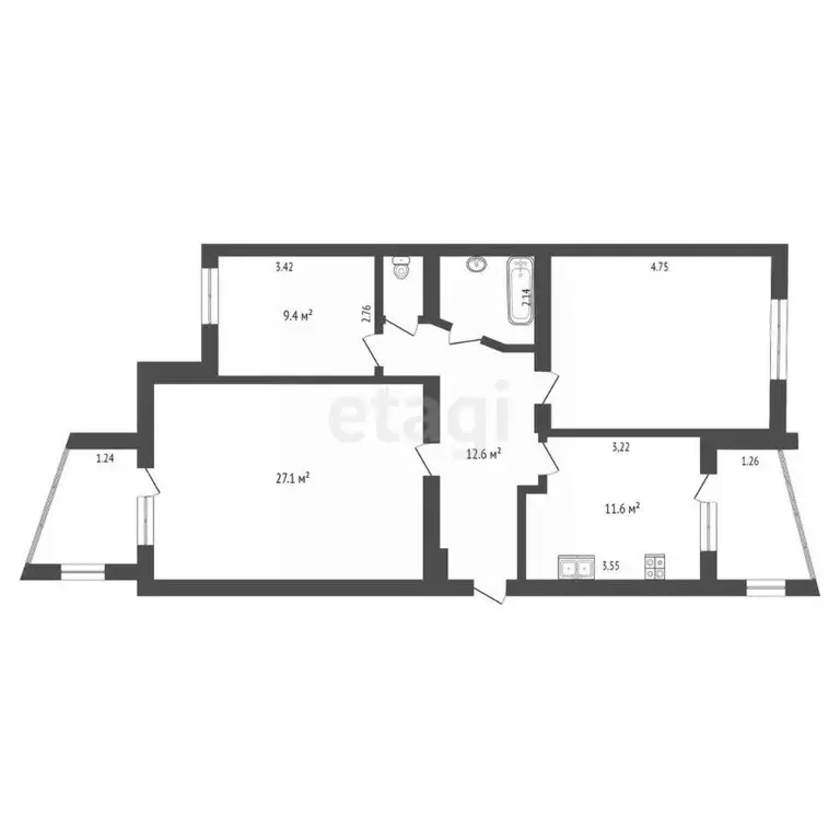 3-к кв. Ханты-Мансийский АО, Ханты-Мансийск ул. Менделеева, 3 (83.8 м) - Фото 1