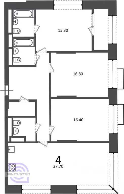 4-к кв. Москва Клинская ул., 2А (103.2 м) - Фото 1