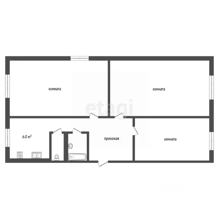 3-к кв. Кемеровская область, Кемерово бул. Строителей, 26Г (60.5 м) - Фото 1