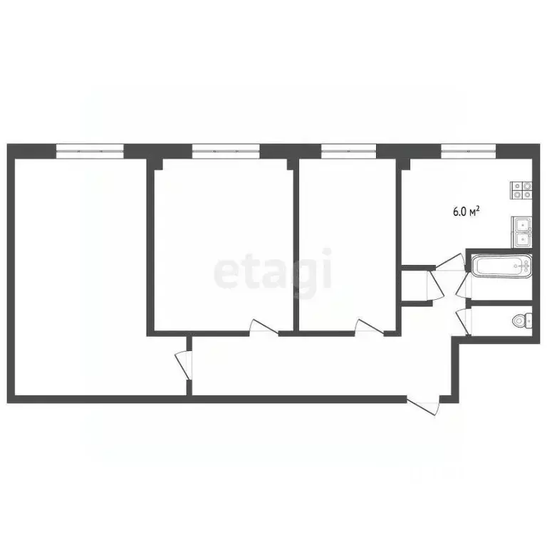 3-к кв. Архангельская область, Архангельск Советская ул., 19к1 (60.9 ... - Фото 1