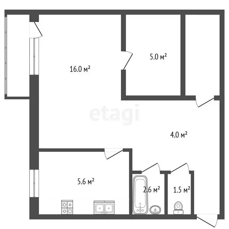 1-комнатная квартира: Стерлитамак, улица Курчатова, 8 (34.7 м) - Фото 1