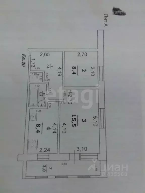2-к кв. Белгородская область, Новый Оскол Кооперативный пер., 34 (43.5 ... - Фото 2