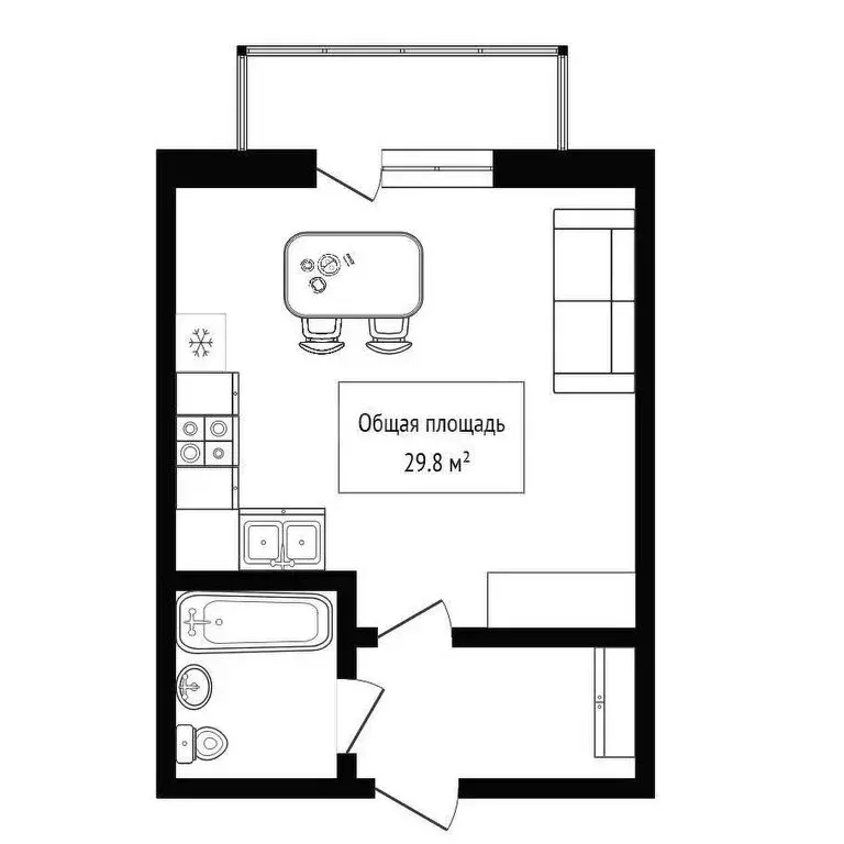 Квартира-студия: Обь, Большая улица, 37 (29.8 м) - Фото 0
