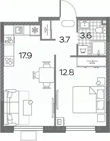 2-к кв. Москва Производственная ул., 12к1 (38.0 м) - Фото 1