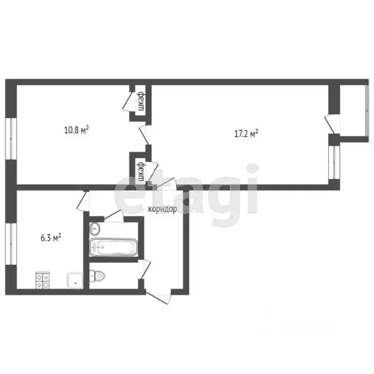 2-к кв. Крым, Симферополь ул. Кечкеметская (46.7 м) - Фото 1