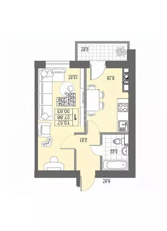 1-к кв. Смоленская область, Смоленск Краснинское ш., 32 (32.0 м) - Фото 0