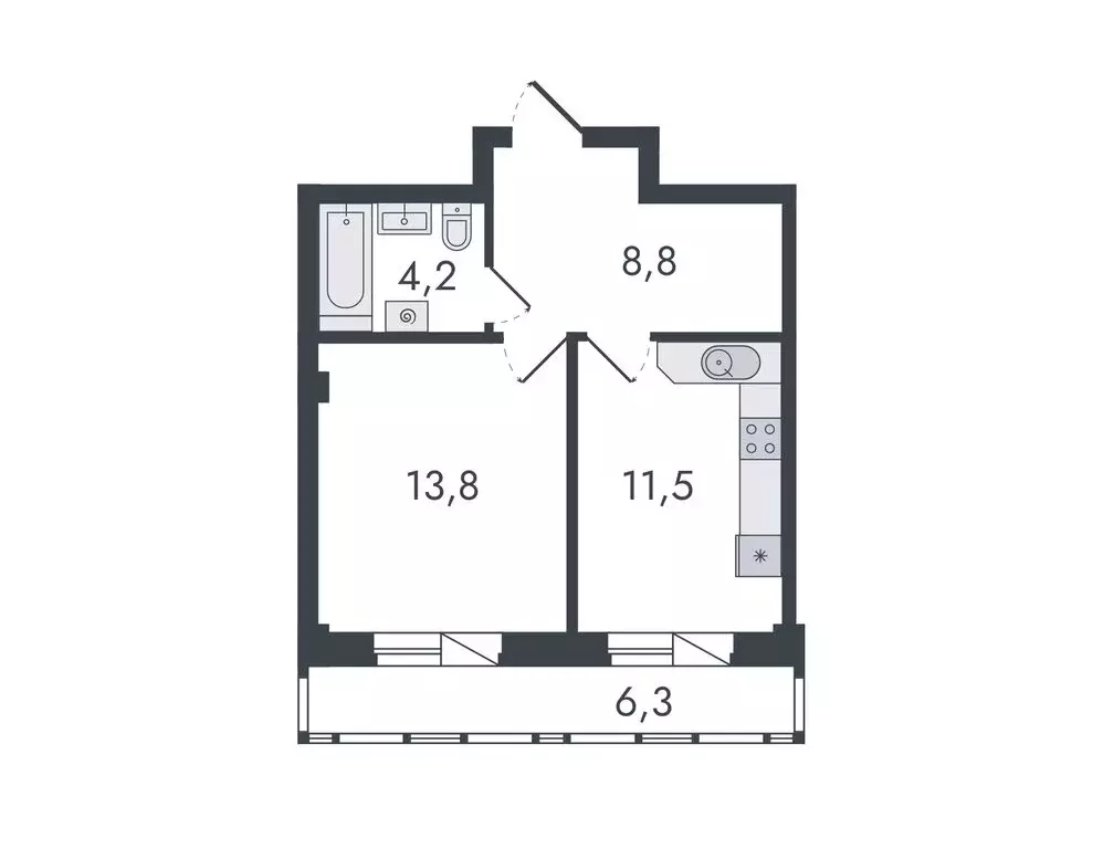 1-комнатная квартира: Киров, Чистопрудненская улица, 13 (44.6 м) - Фото 0