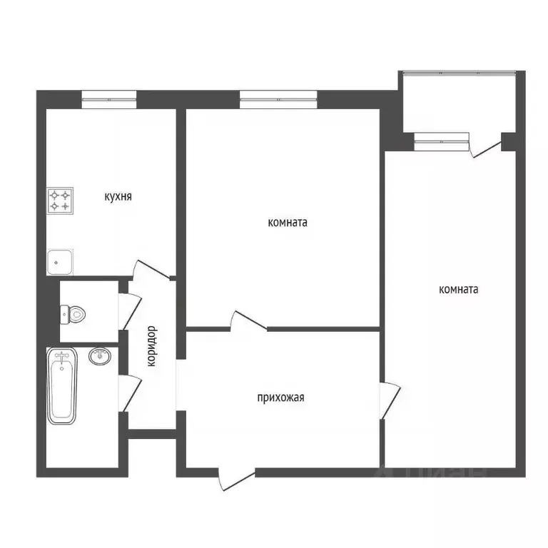 2-к кв. Красноярский край, Красноярск ул. Борисевича, 13 (54.4 м) - Фото 2