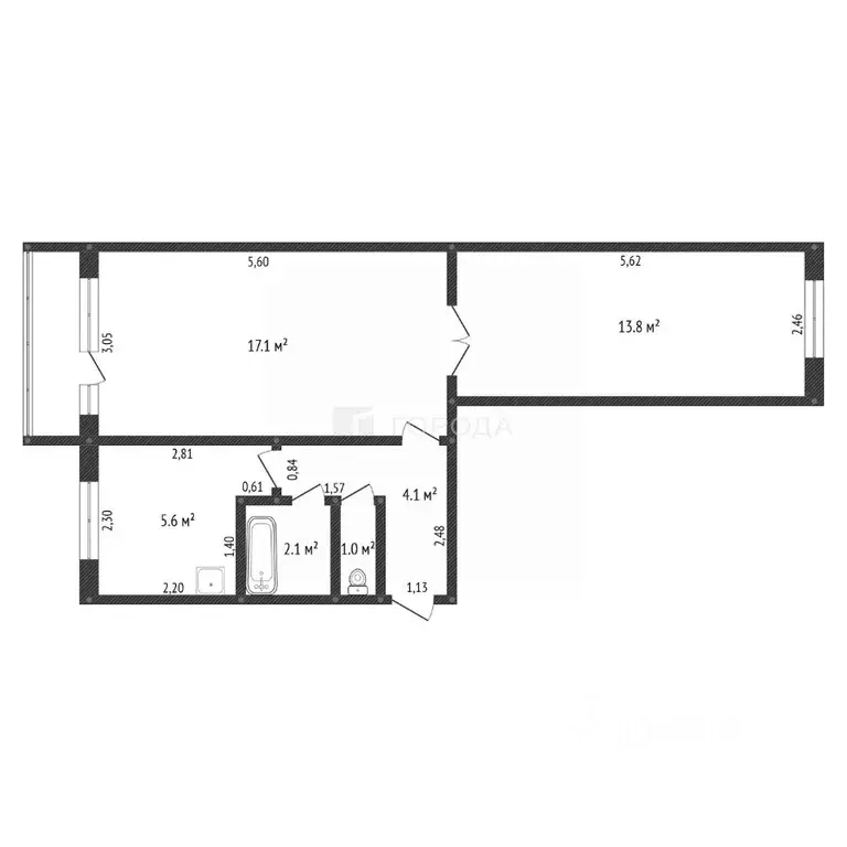 2-к кв. Алтайский край, Барнаул ул. Антона Петрова, 230 (44.5 м) - Фото 2