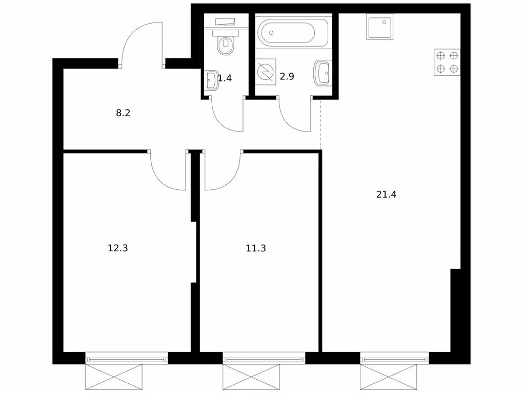 2-комнатная квартира: посёлок городского типа Боброво, ЖК Восточное ... - Фото 1