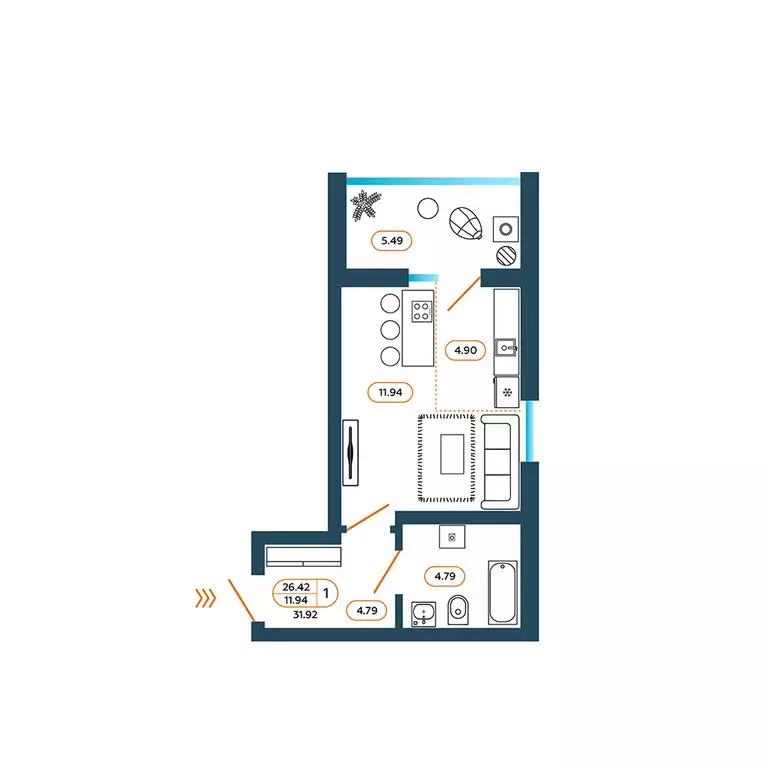 Квартира-студия: Батайск, Родная улица, 1 (32.6 м) - Фото 1