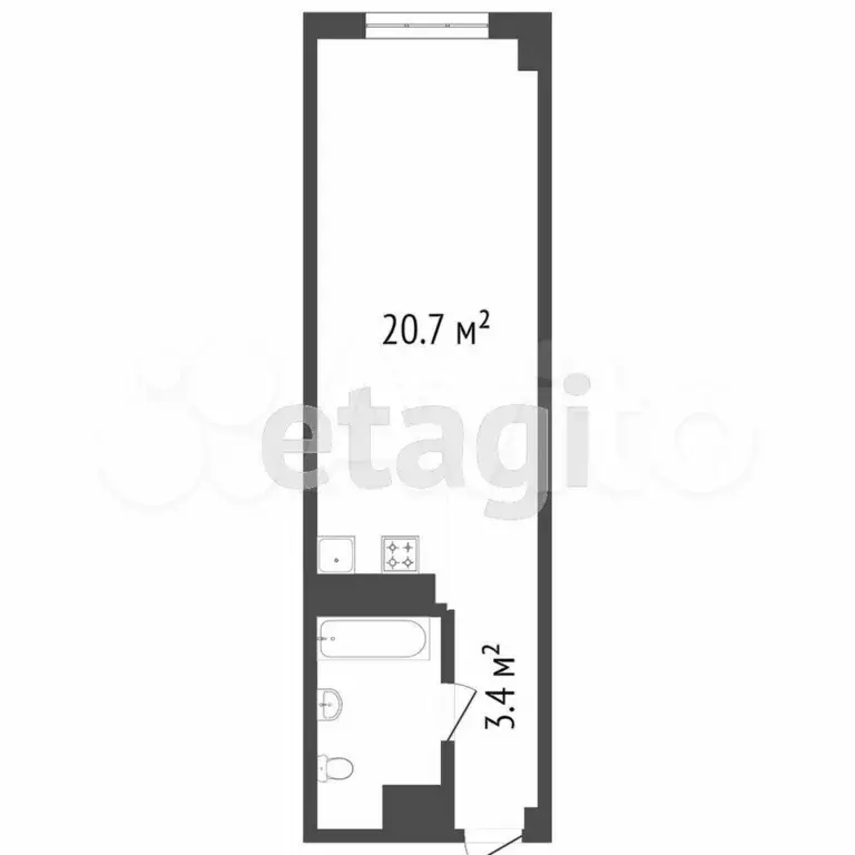 Квартира-студия, 18,8 м, 1/13 эт. - Фото 0