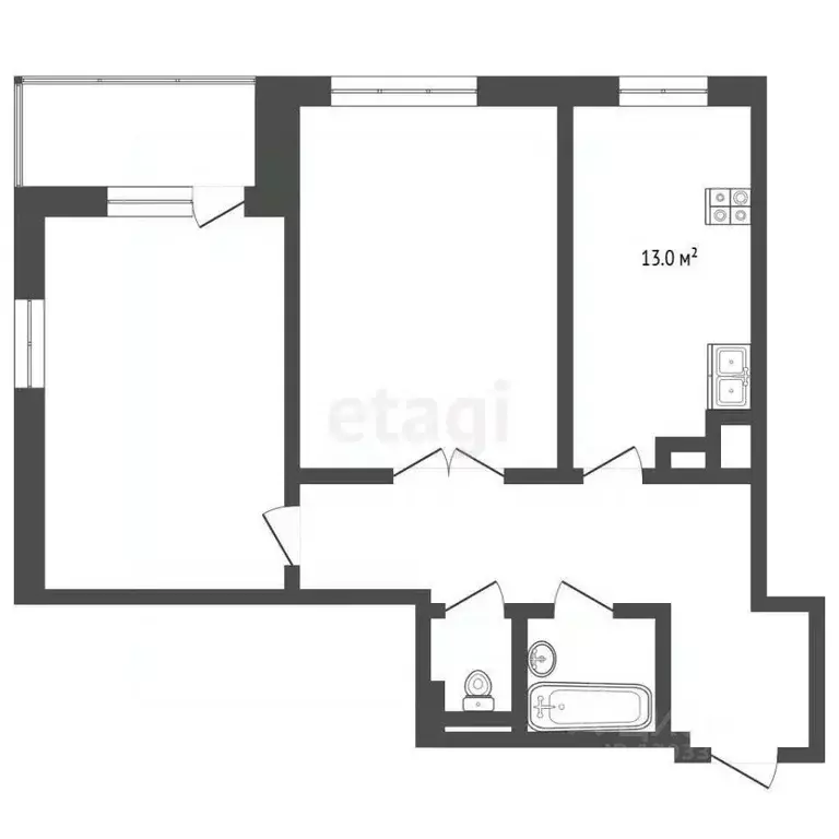 2-к кв. Тюменская область, Тюмень ул. Раушана Абдуллина, 6к1 (54.7 м) - Фото 2