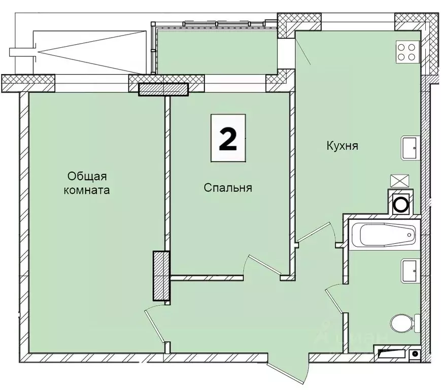 1-к кв. Саха (Якутия), Якутск Атмосфера жилой комплекс (46.9 м) - Фото 0