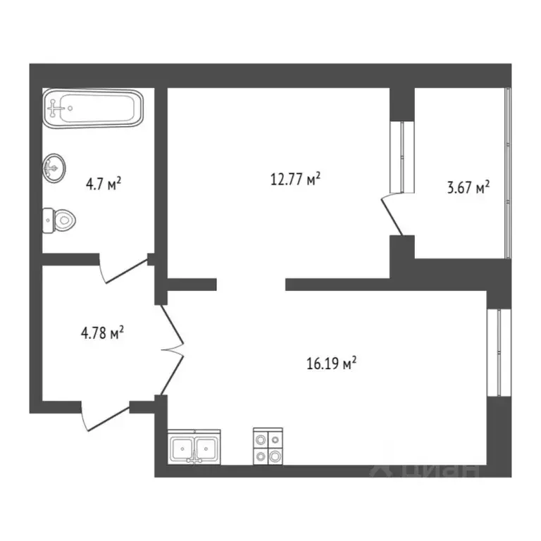 1-к кв. Тюменская область, Тюмень Широтная ул., 209к1 (39.2 м) - Фото 2