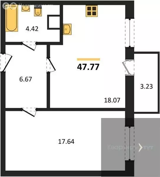 1-комнатная квартира: Солнечный, ЖК Финский Квартал (47.77 м) - Фото 0