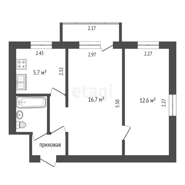 2-комнатная квартира: Омск, проспект Мира, 23Б (44 м) - Фото 0