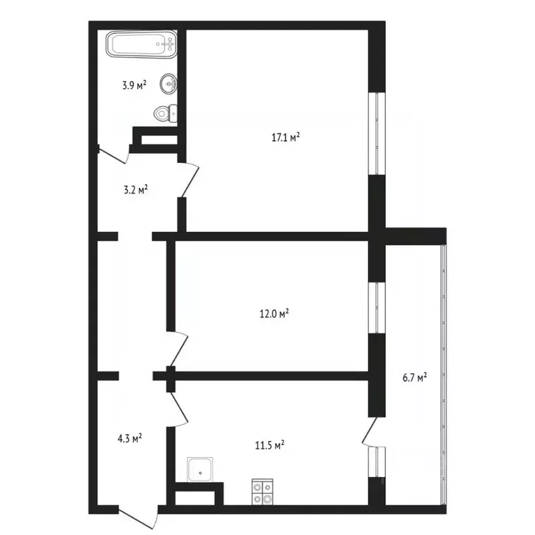 2-к кв. Тюменская область, Тюмень ул. Алматинская, 12 (56.2 м) - Фото 1
