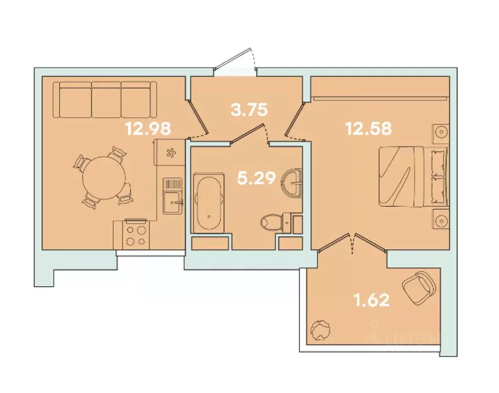 1-к кв. иркутская область, иркутск ул. петрова, 16 (40.0 м) - Фото 0