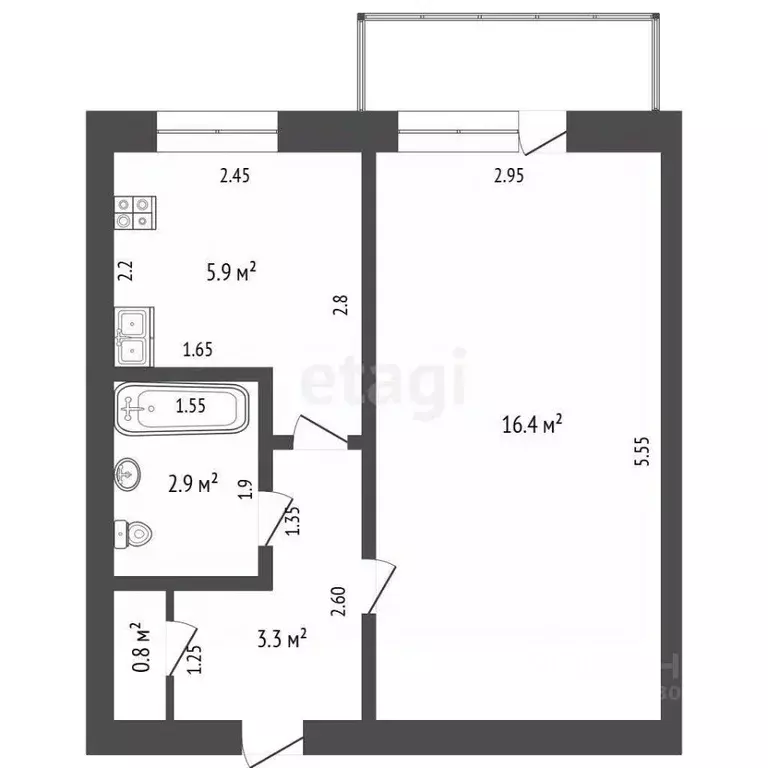 1-к кв. Мордовия, Рузаевка ул. Ленина, 24 (29.3 м) - Фото 2