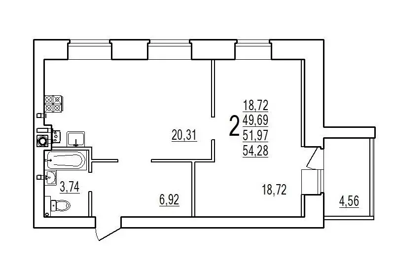 Продаётся 1-к квартира, 51.97 м - Фото 0