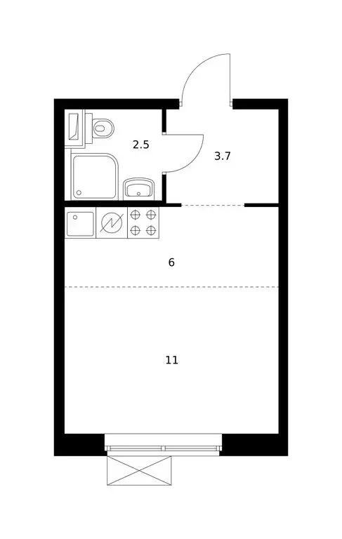 Квартира-студия: Москва, Иловайская улица, 4 (23.2 м) - Фото 1