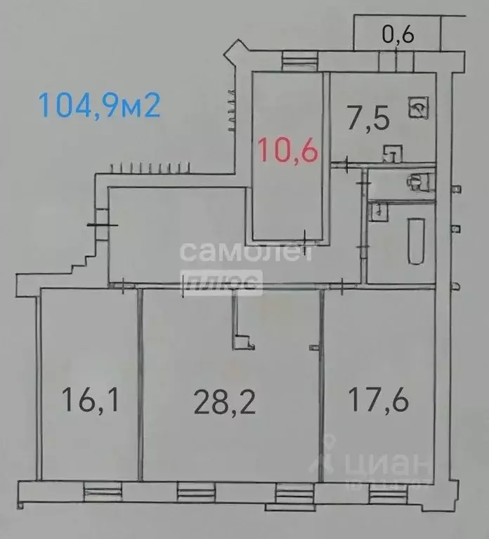 Комната Москва Красноказарменная ул., 3 (10.6 м) - Фото 1
