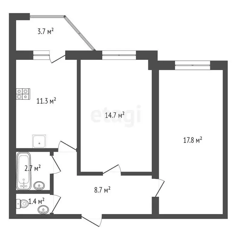 2-комнатная квартира: Тамбов, улица Сенько, 26Ак3 (57.6 м) - Фото 0