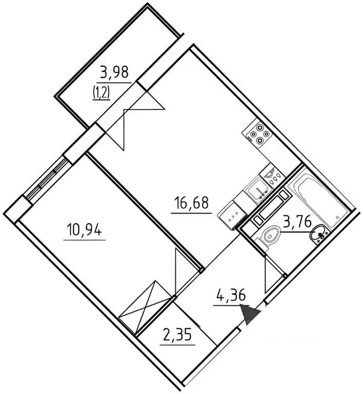 1-к кв. Ленинградская область, Ломоносовский район, Виллозское ... - Фото 2