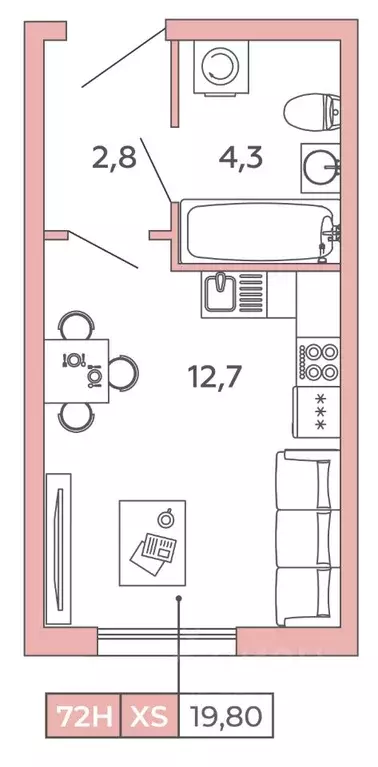 Студия Санкт-Петербург Московский просп., 71к3 (19.8 м) - Фото 1