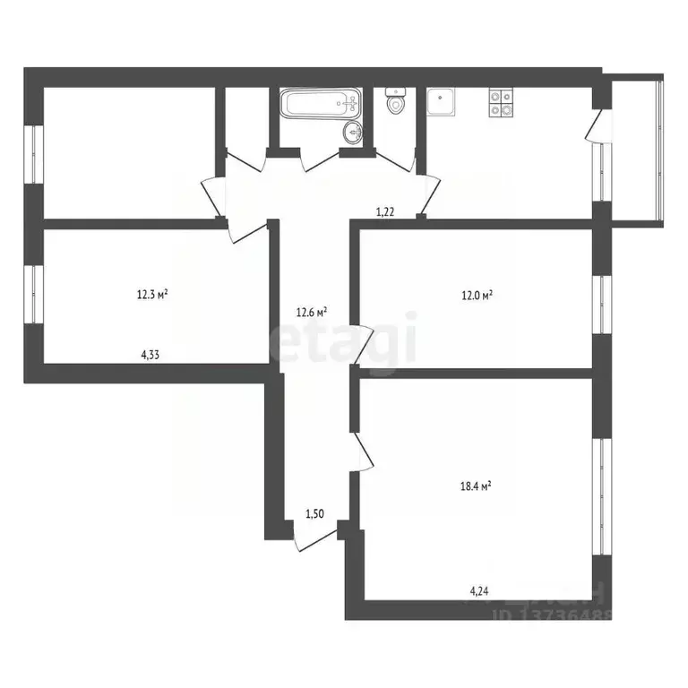4-к кв. Амурская область, Благовещенск ул. Мухина, 31 (78.3 м) - Фото 1