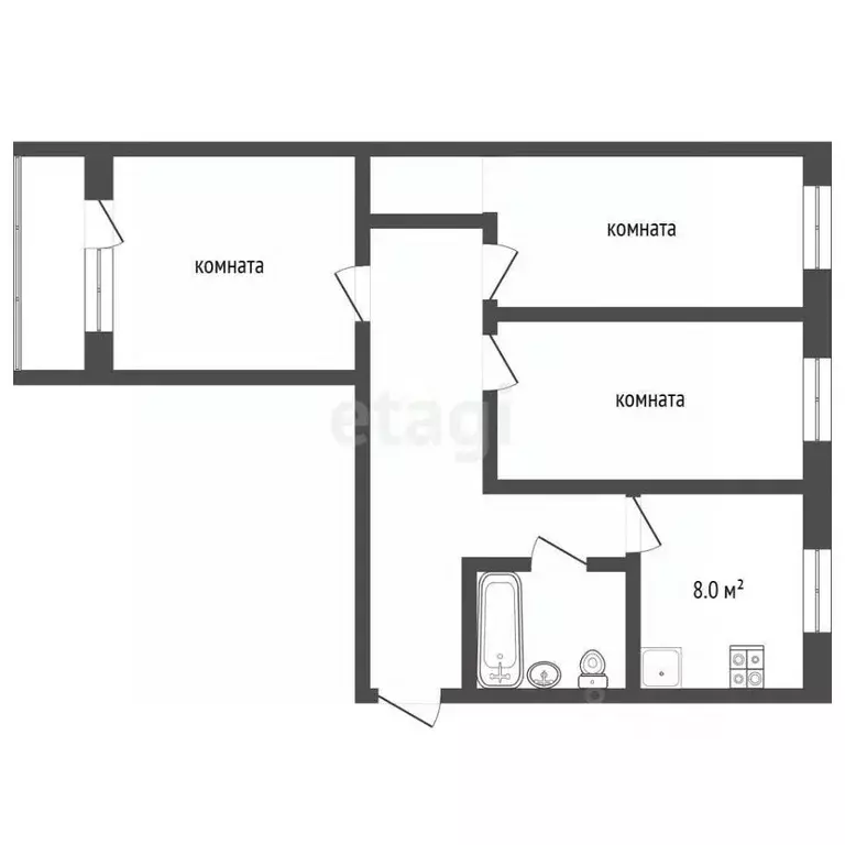 2-к кв. Московская область, Королев просп. Королева, 11В (58.0 м) - Фото 2