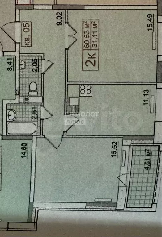 2-к. квартира, 60 м, 2/17 эт. - Фото 0