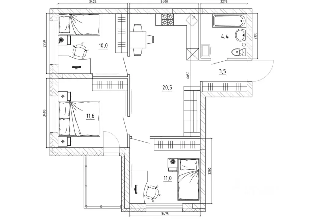 3-к кв. Кемеровская область, Кемерово Чемпион-парк жилой комплекс ... - Фото 1