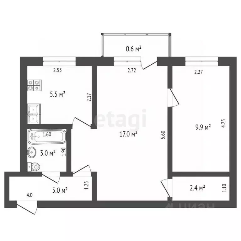 2-к кв. Мордовия, Саранск Пролетарская ул., 40 (40.2 м) - Фото 1