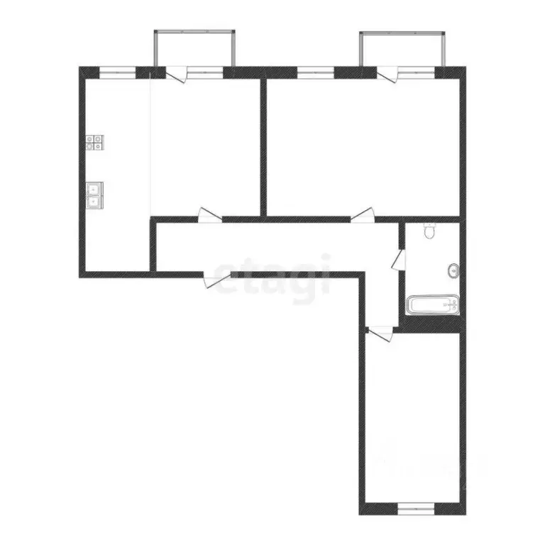 2-к кв. Тюменская область, Тюмень ул. Пермякова, 79 (89.9 м) - Фото 1