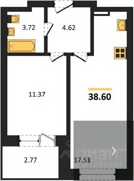 1-к кв. Воронежская область, Воронеж Транспортная ул., 58 (38.6 м) - Фото 0
