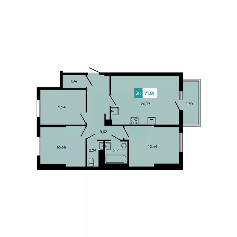 3-к кв. Ростовская область, Аксайский район, Щепкинское с/пос, пос. ... - Фото 1