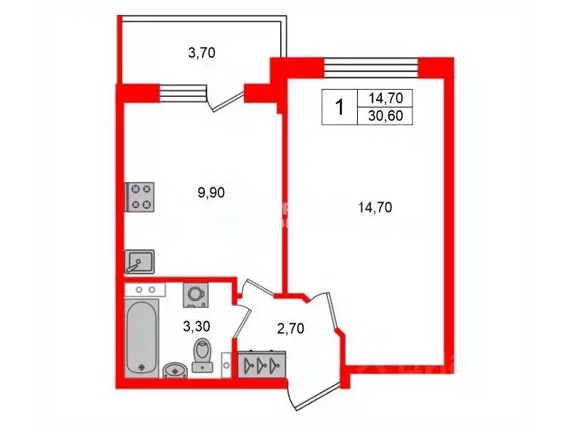 1-к кв. Санкт-Петербург ул. Орбитальная, 7к1 (31.0 м) - Фото 2
