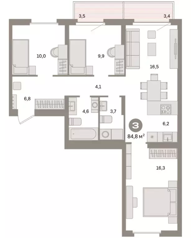 3-комнатная квартира: Екатеринбург, жилой район Сортировочный, ... - Фото 1