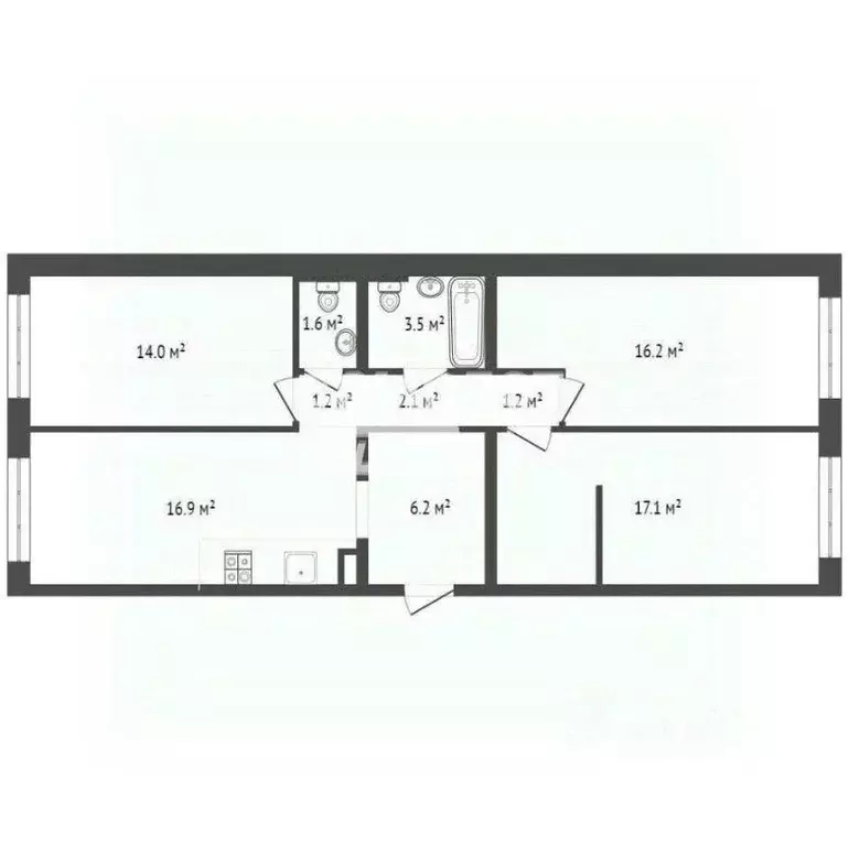 Квартира, 3 комнаты, 79.9 м - Фото 0