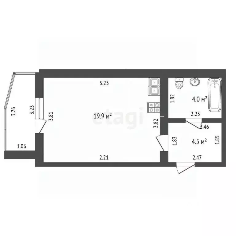 Студия Мордовия, Саранск ул. Девятаева, 7 (28.4 м) - Фото 2