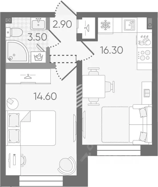 1-к кв. Санкт-Петербург ул. Пейзажная, 6 (37.3 м) - Фото 1