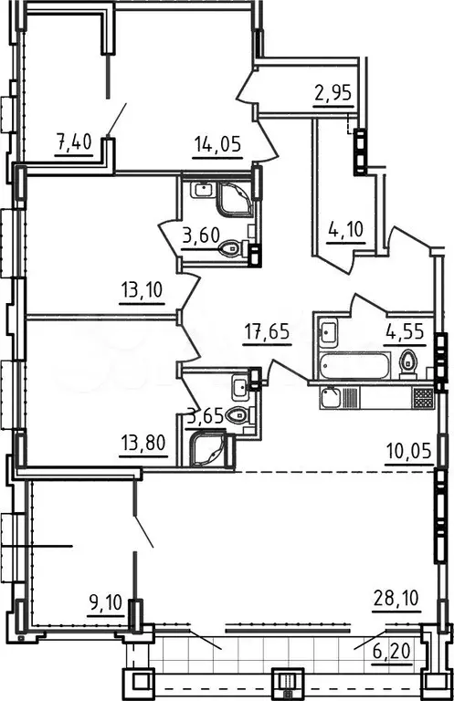 3-к. квартира, 123 м, 8/9 эт. - Фото 1