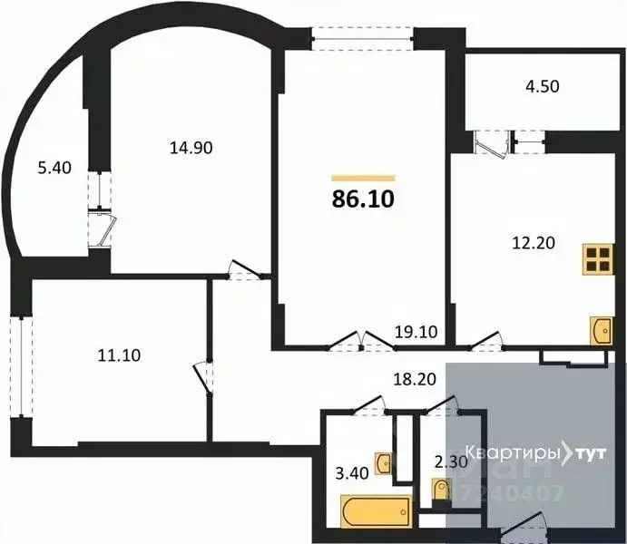 3-к кв. Воронежская область, Воронеж Краснознаменная ул., 57/5 (86.1 ... - Фото 0