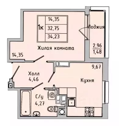 1-к кв. Ростовская область, Батайск ул. Ушинского, 27Ак1 (34.23 м) - Фото 0