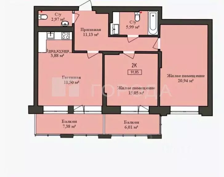 2-к кв. Новосибирская область, Новосибирск Сухарная ул., 105/1 (77.3 ... - Фото 2