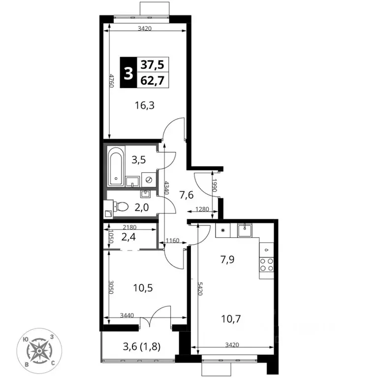 3-к кв. Московская область, Химки Подрезково мкр, 1-й Шереметьевский ... - Фото 1