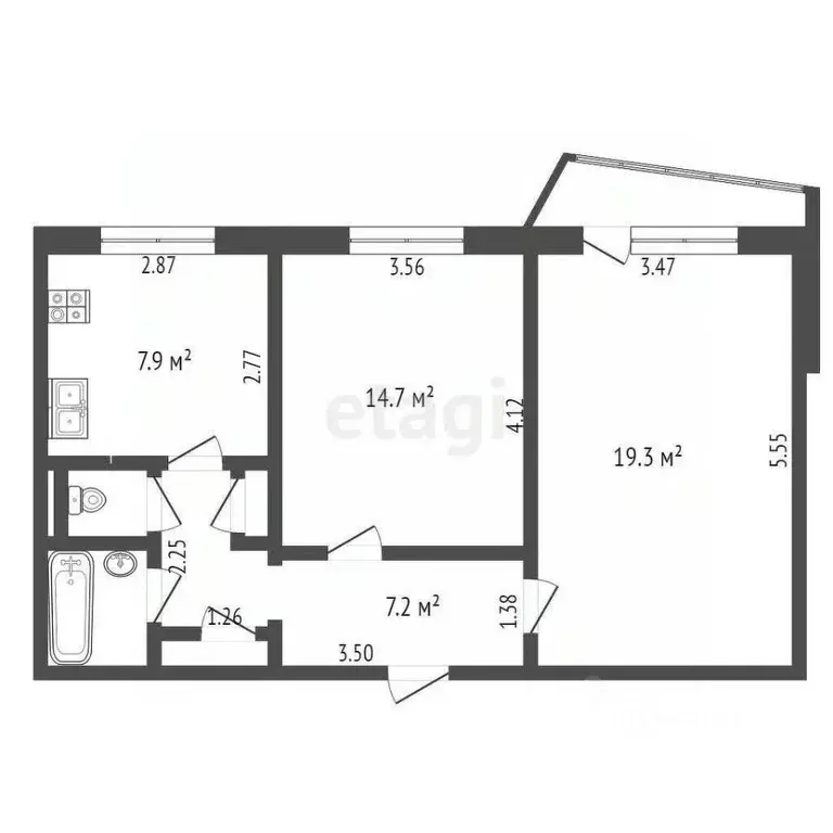 2-к кв. Орловская область, Орел Раздольная ул., 74 (53.7 м) - Фото 1